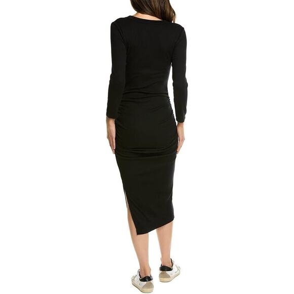 Michael Stars Christina 3 Quarter Sleeve Midi Dress Ultra Rib Black Size XSP NWT - Picture 3 of 12